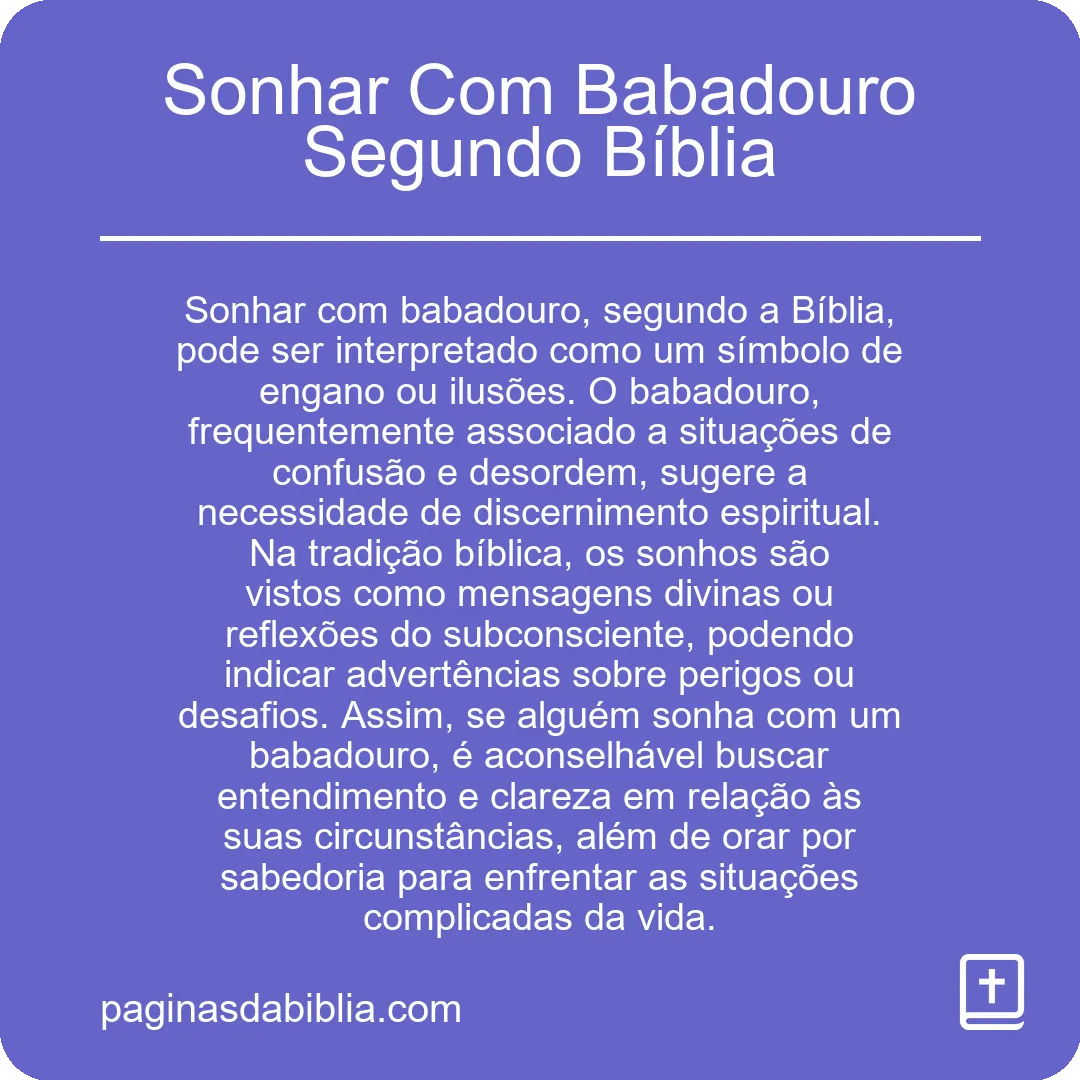 Sonhar Com Babadouro Segundo Bíblia