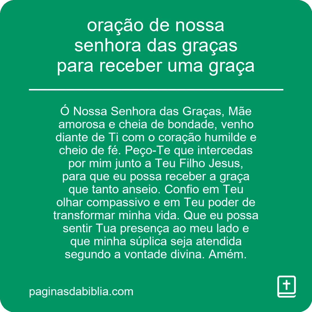 oração de nossa senhora das graças para receber uma graça