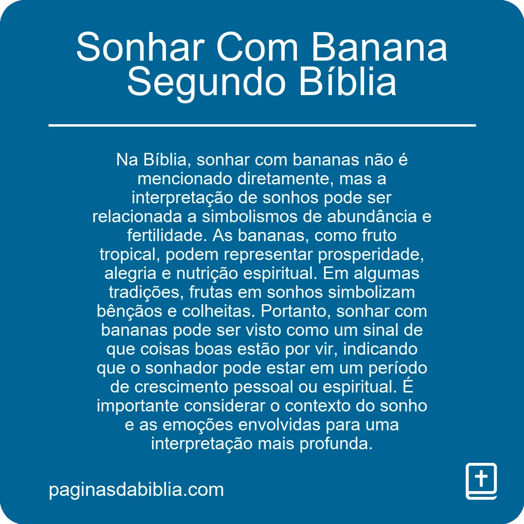 Sonhar Com Banana Segundo Bíblia