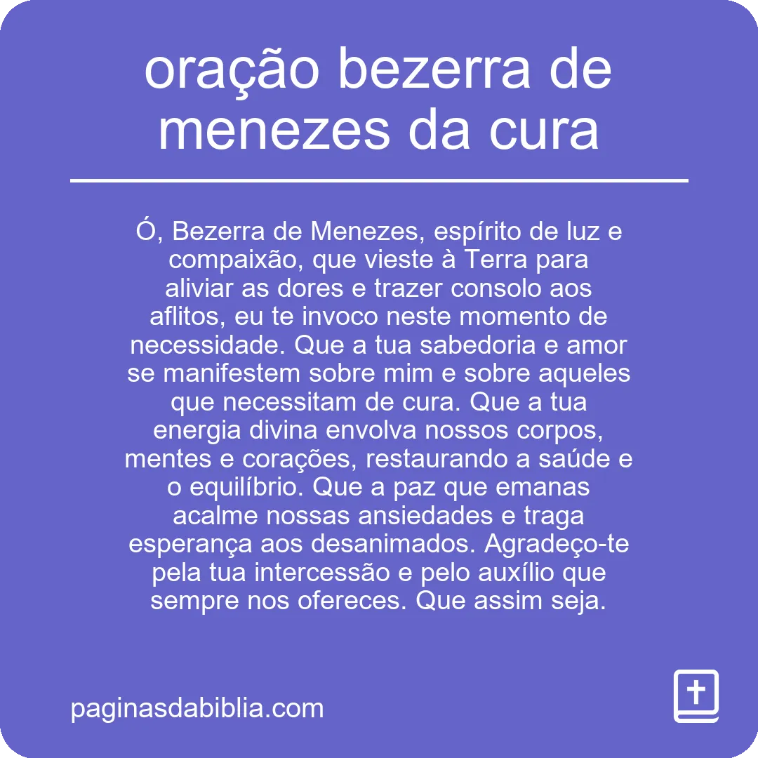 oração bezerra de menezes da cura