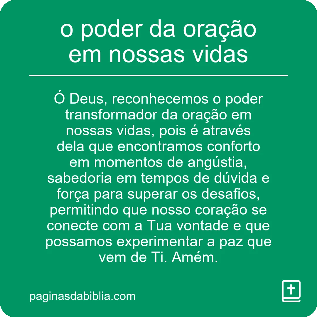 o poder da oração em nossas vidas