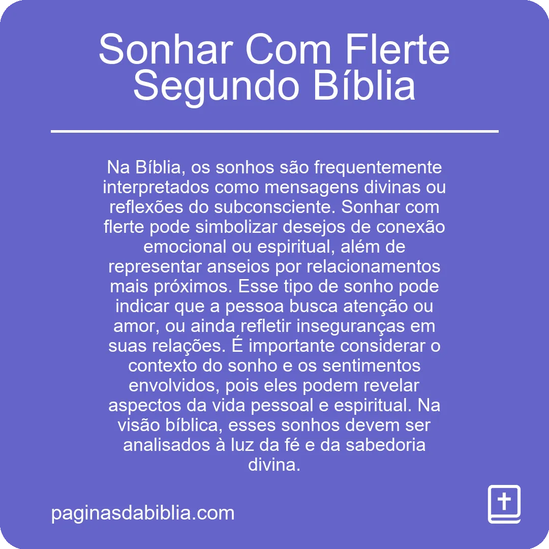 Sonhar Com Flerte Segundo Bíblia