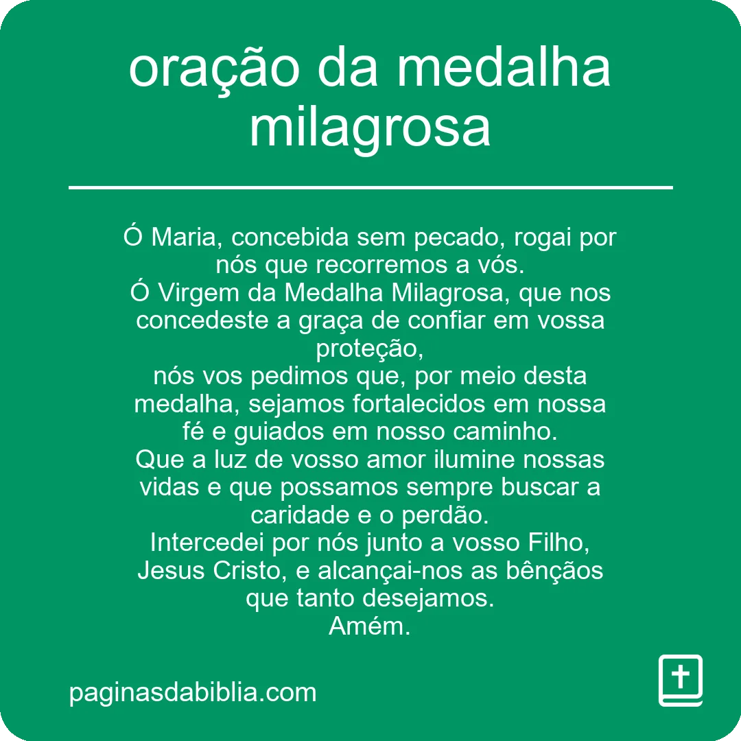 oração da medalha milagrosa