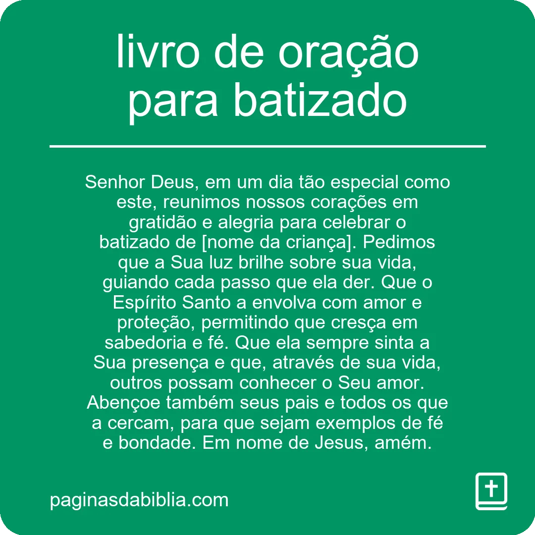 livro de oração para batizado