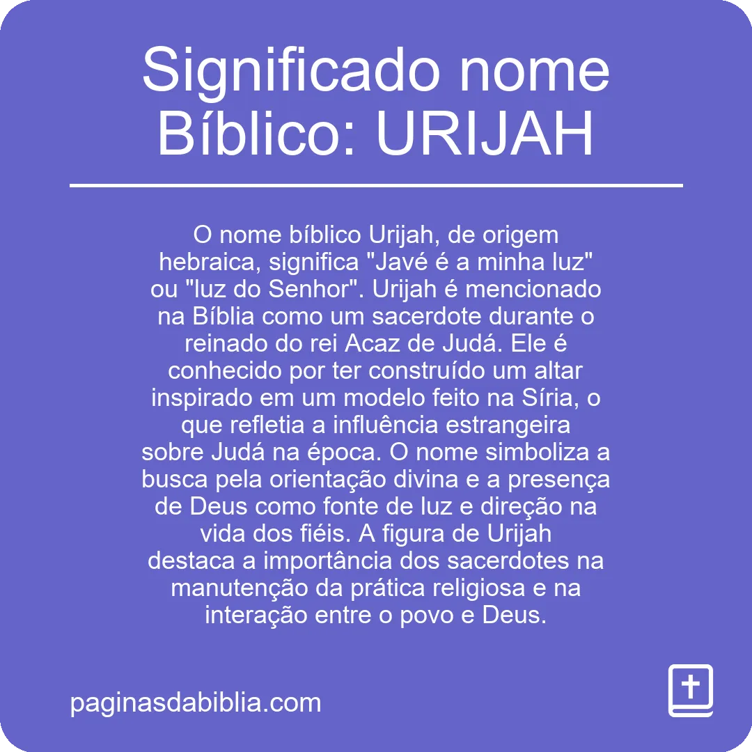 Significado nome Bíblico: URIJAH