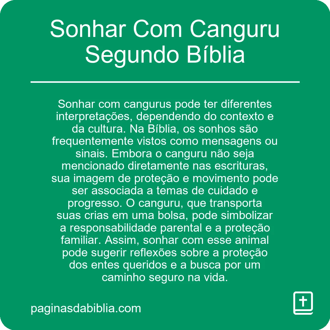 Sonhar Com Canguru Segundo Bíblia