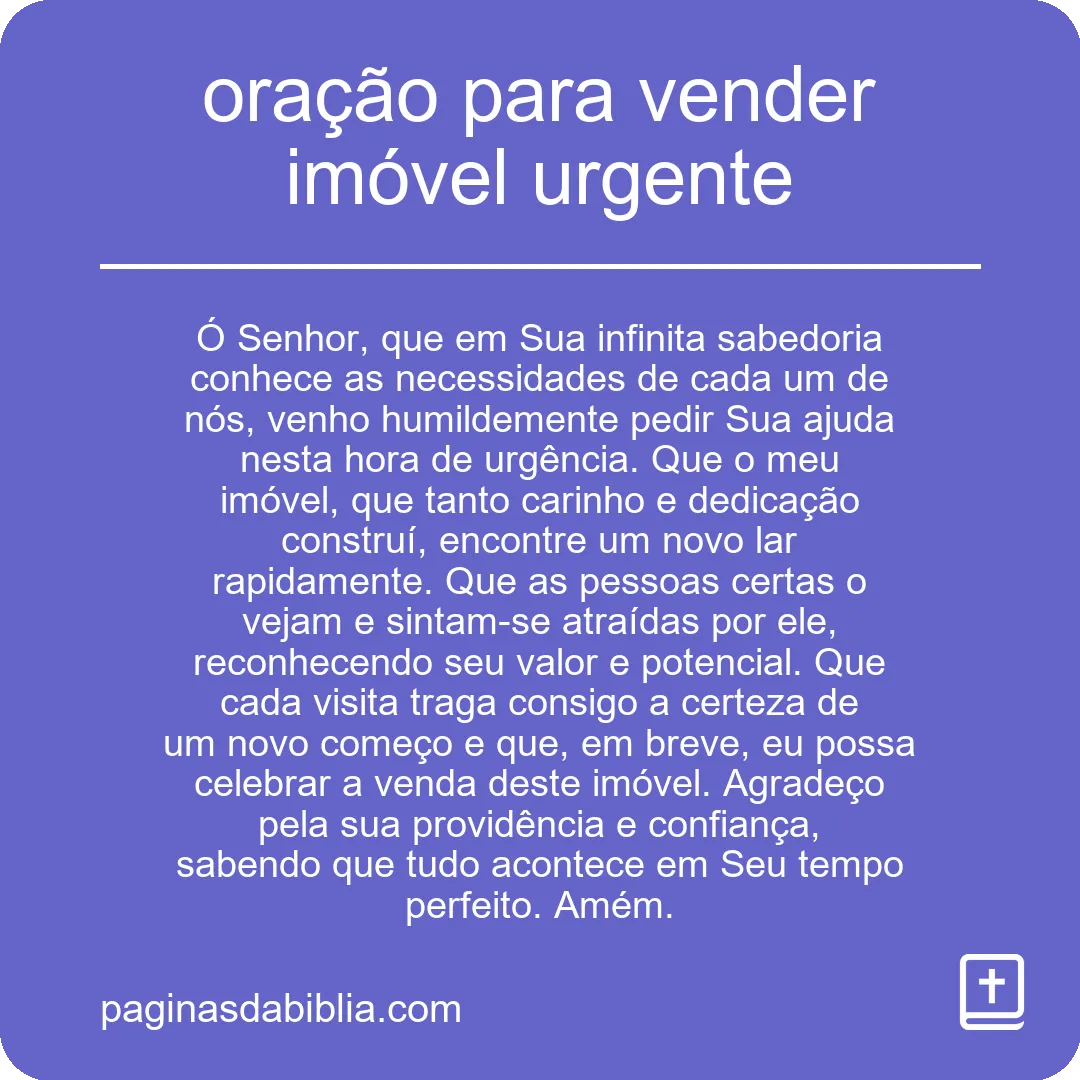 oração para vender imóvel urgente