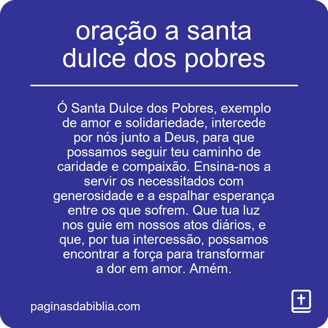 oração a santa dulce dos pobres