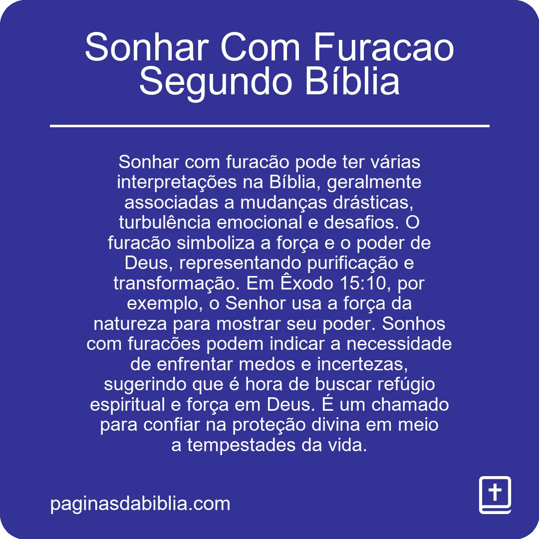 Sonhar Com Furacao Segundo Bíblia