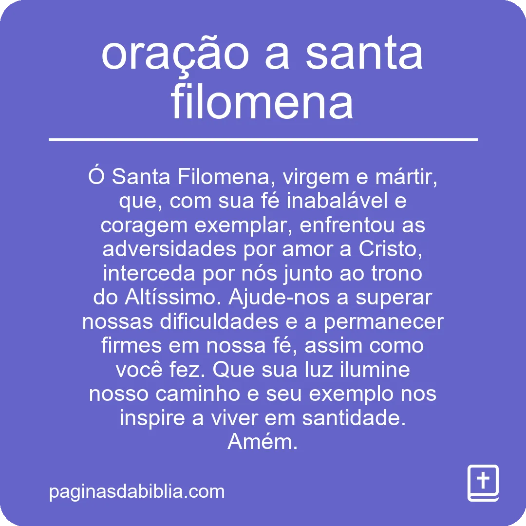 oração a santa filomena