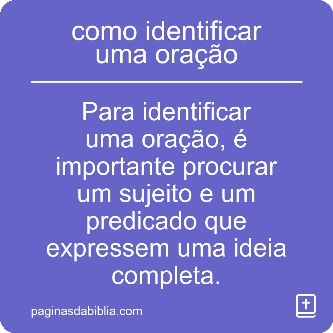 como identificar uma oração