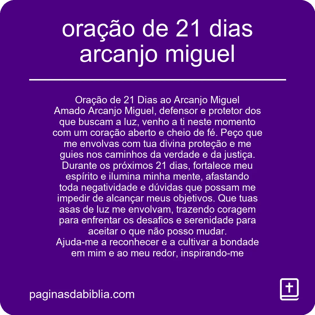 oração de 21 dias arcanjo miguel