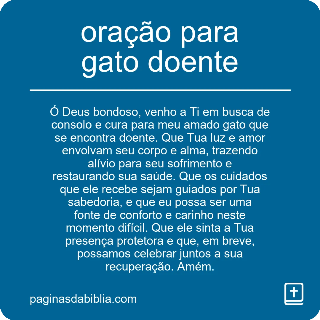 oração para gato doente