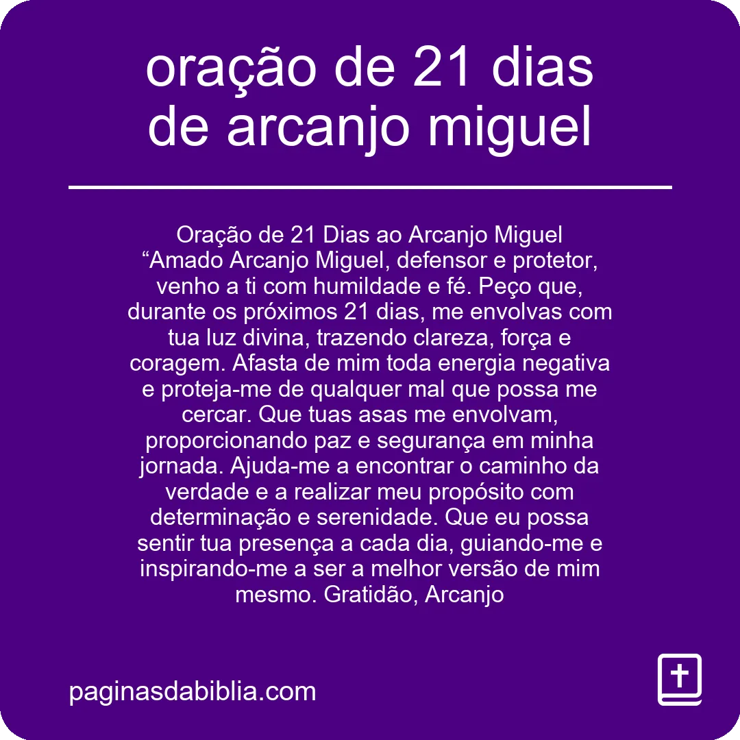 oração de 21 dias de arcanjo miguel