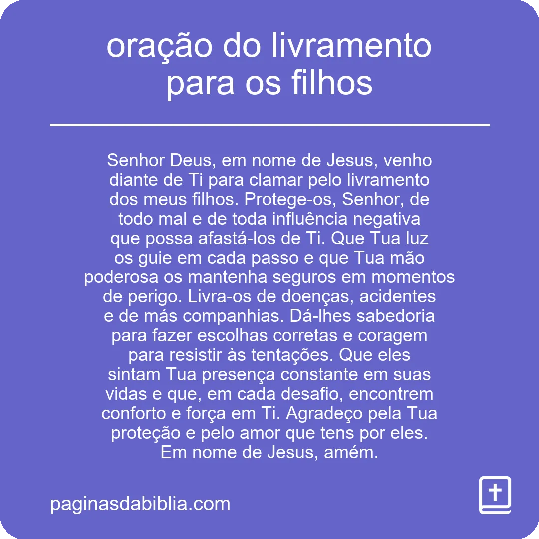 oração do livramento para os filhos