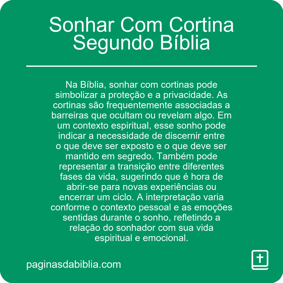 Sonhar Com Cortina Segundo Bíblia