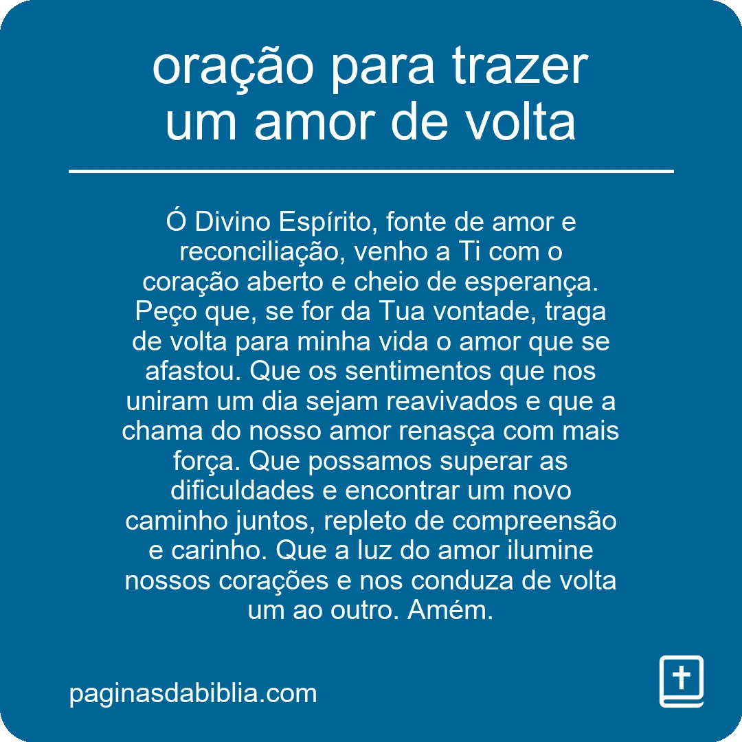 oração para trazer um amor de volta