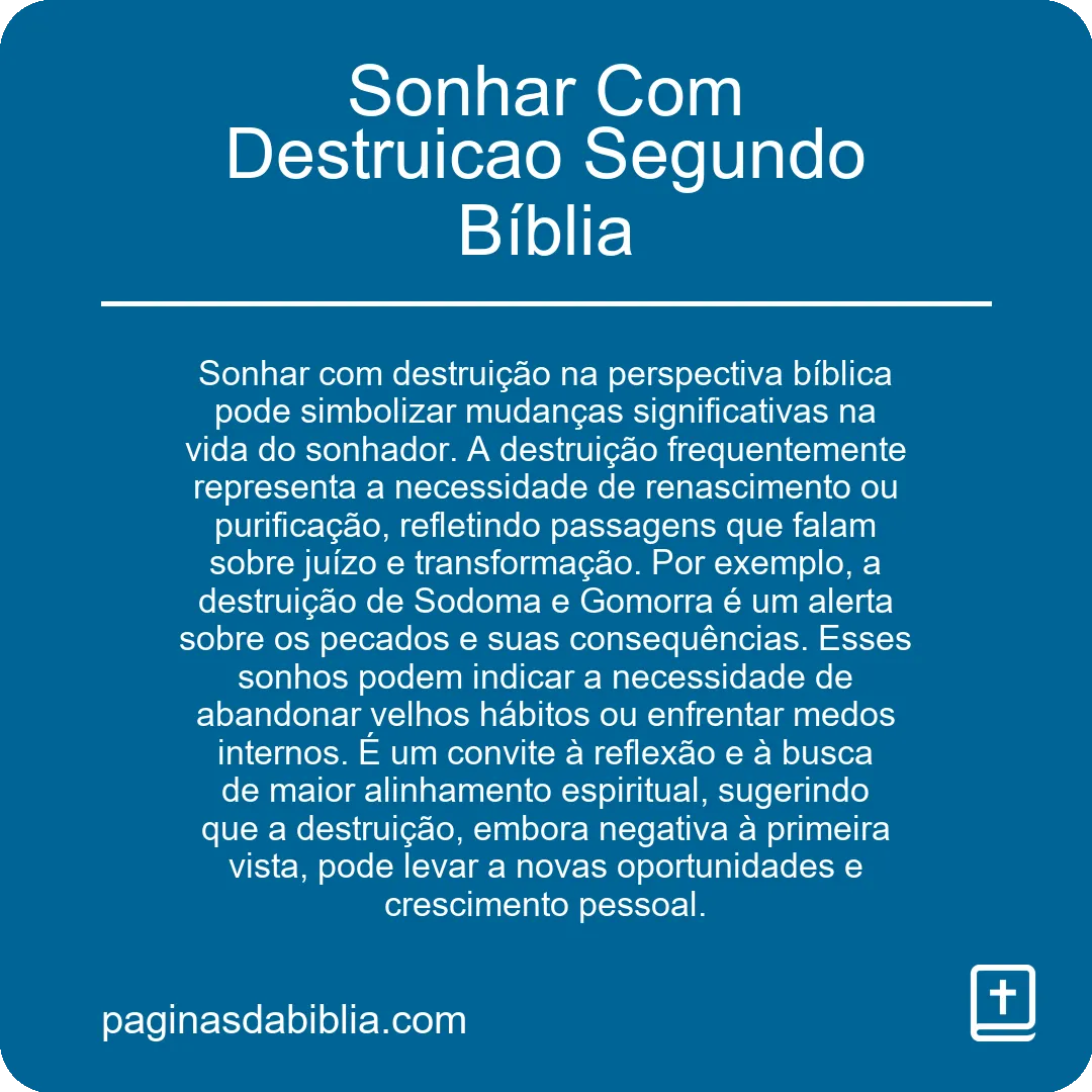 Sonhar Com Destruicao Segundo Bíblia