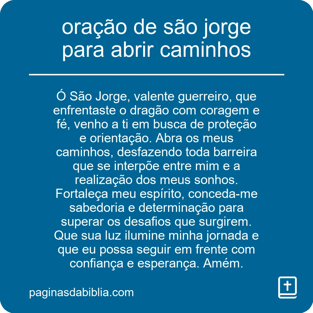 oração de são jorge para abrir caminhos