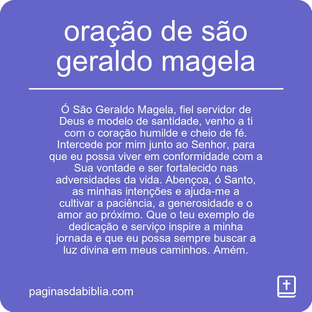 oração de são geraldo magela