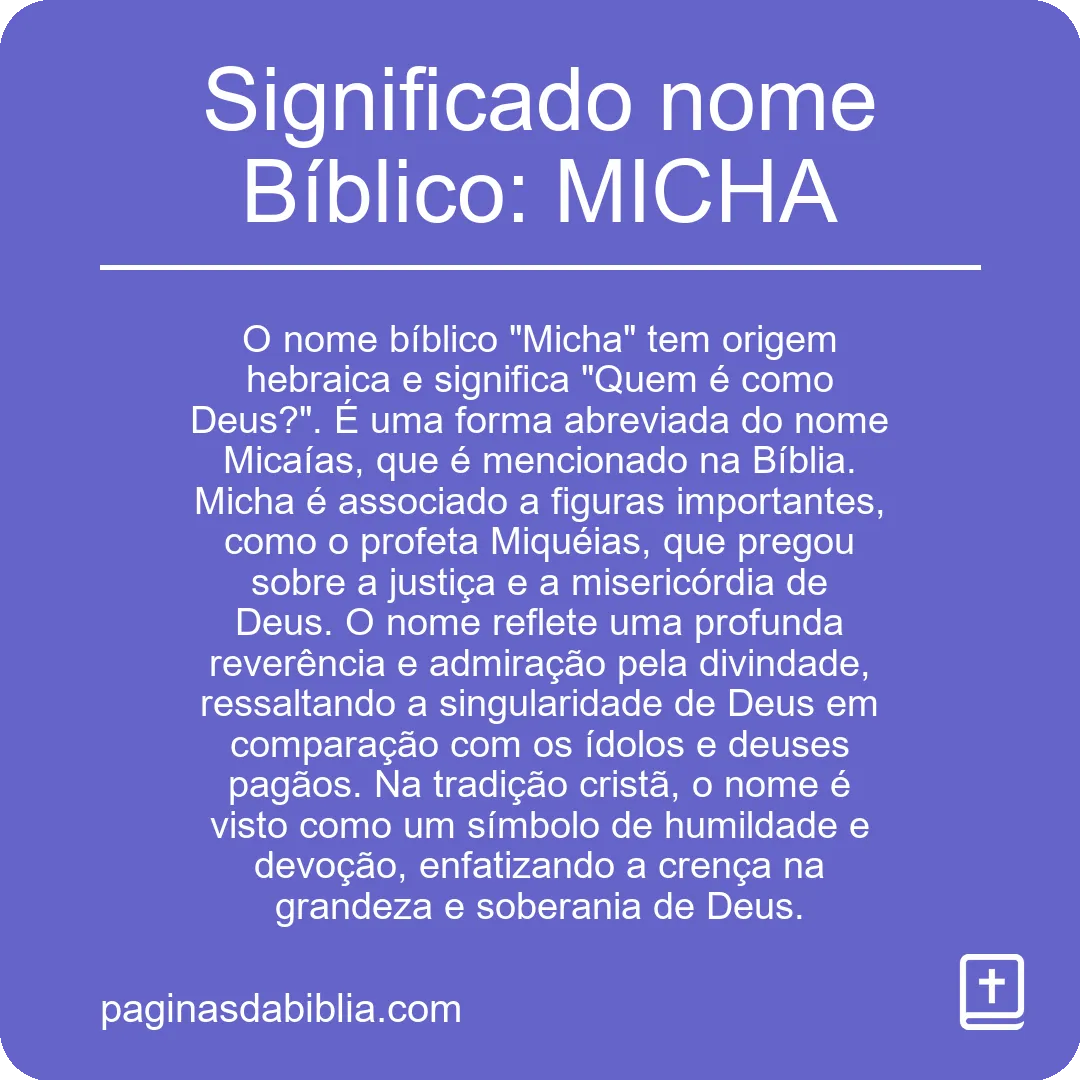 Significado nome Bíblico: MICHA