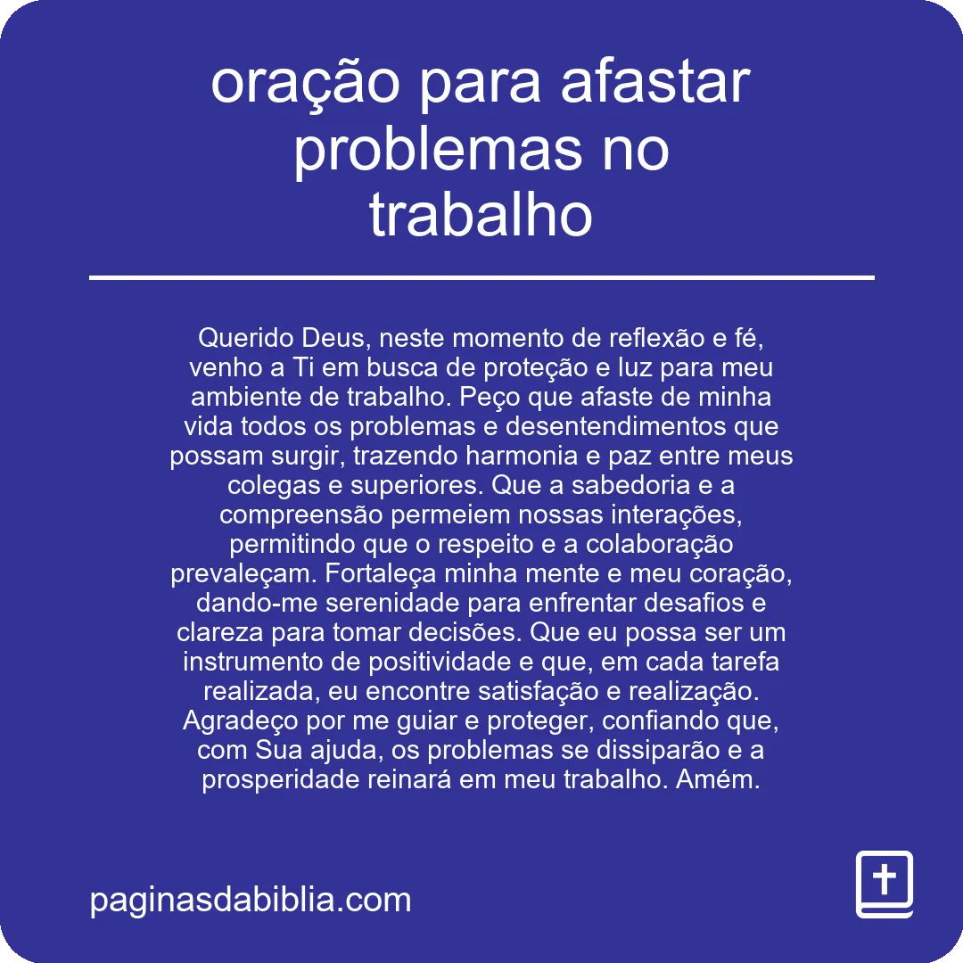 oração para afastar problemas no trabalho