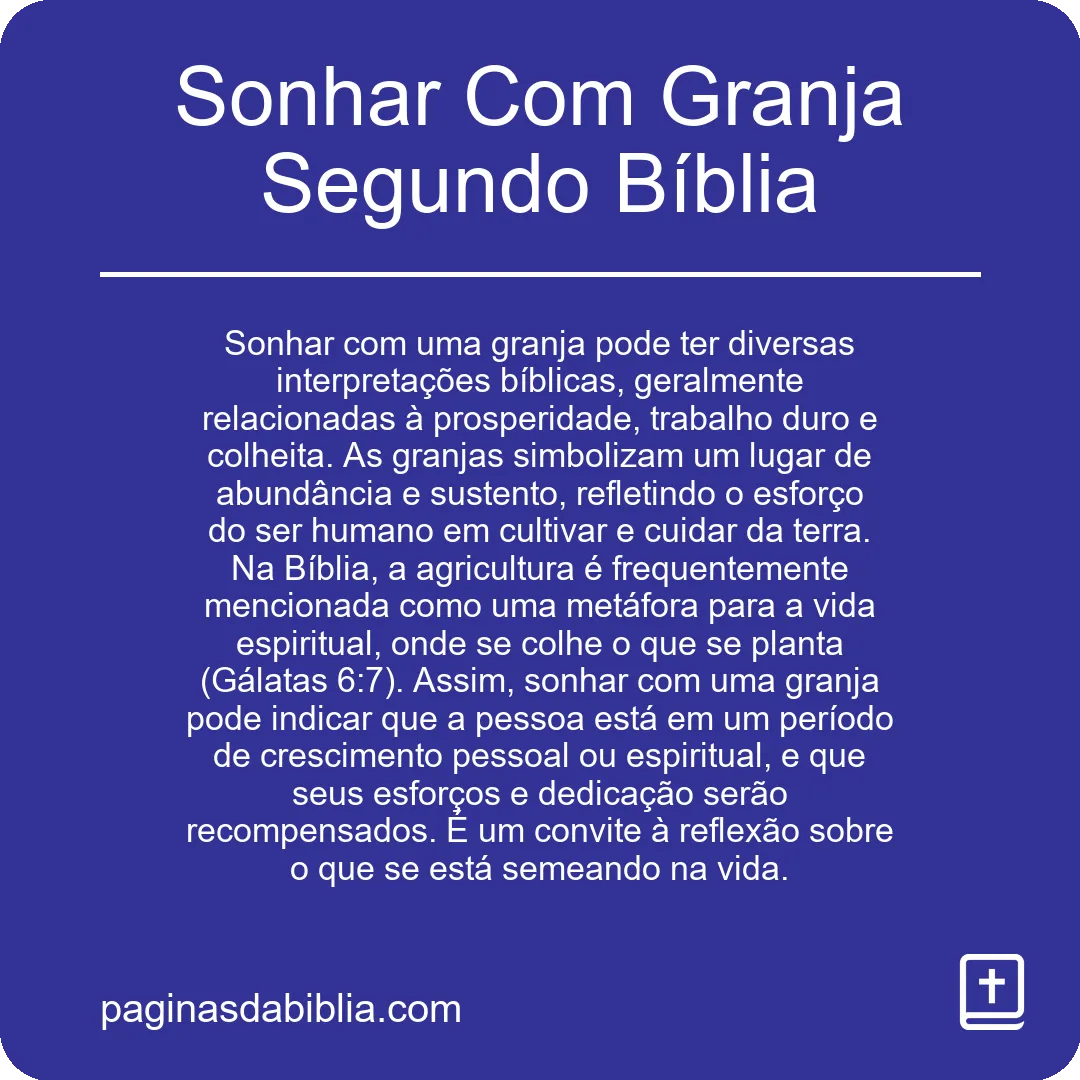 Sonhar Com Granja Segundo Bíblia