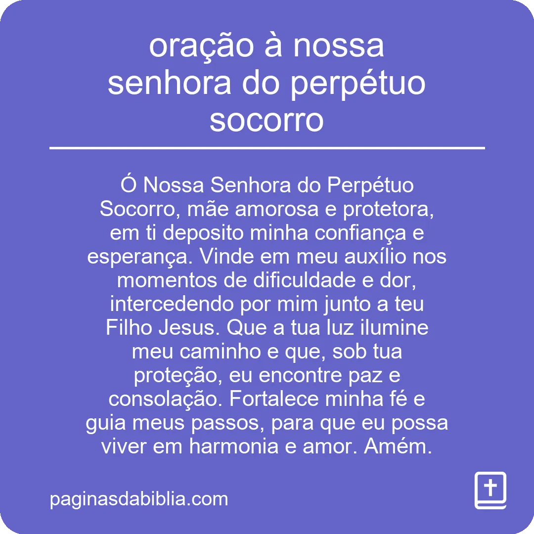 oração à nossa senhora do perpétuo socorro