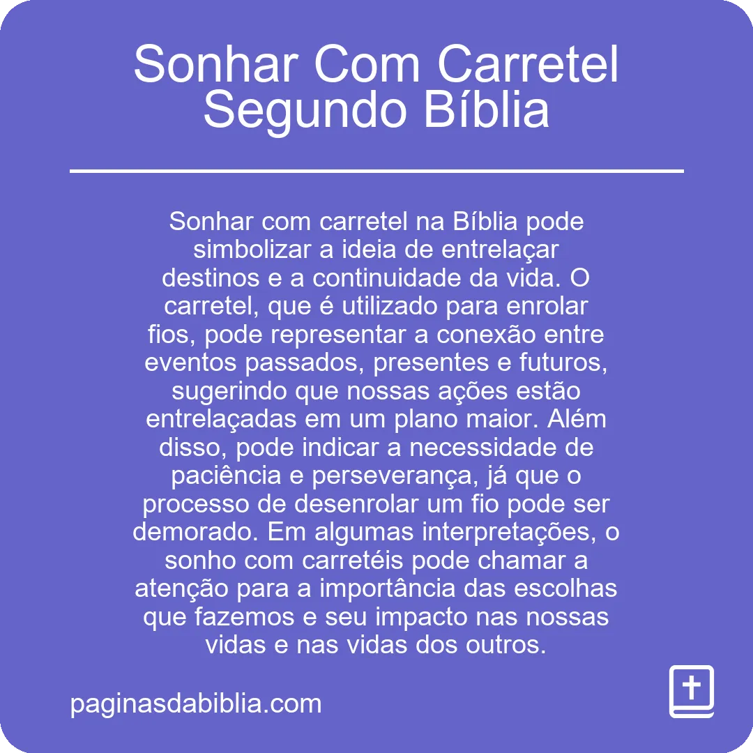 Sonhar Com Carretel Segundo Bíblia