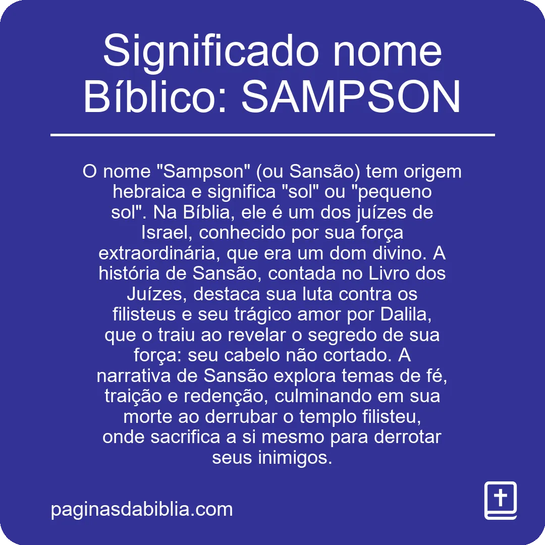 Significado nome Bíblico: SAMPSON