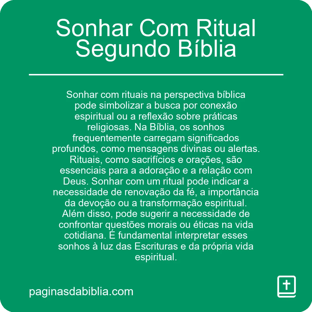 Sonhar Com Ritual Segundo Bíblia