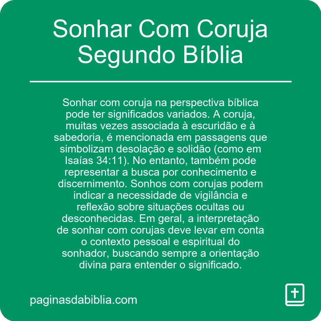 Sonhar Com Coruja Segundo Bíblia