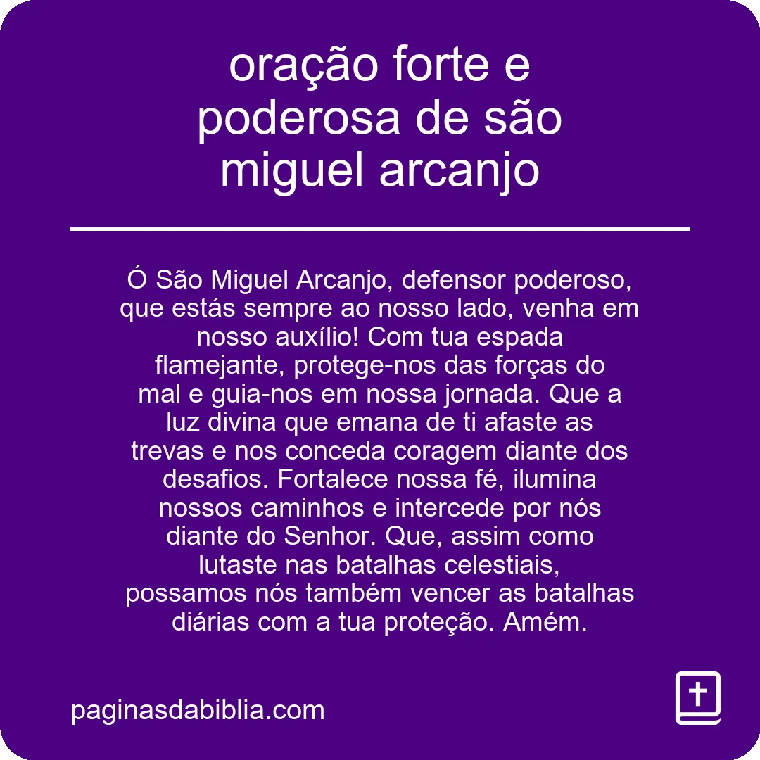 oração forte e poderosa de são miguel arcanjo