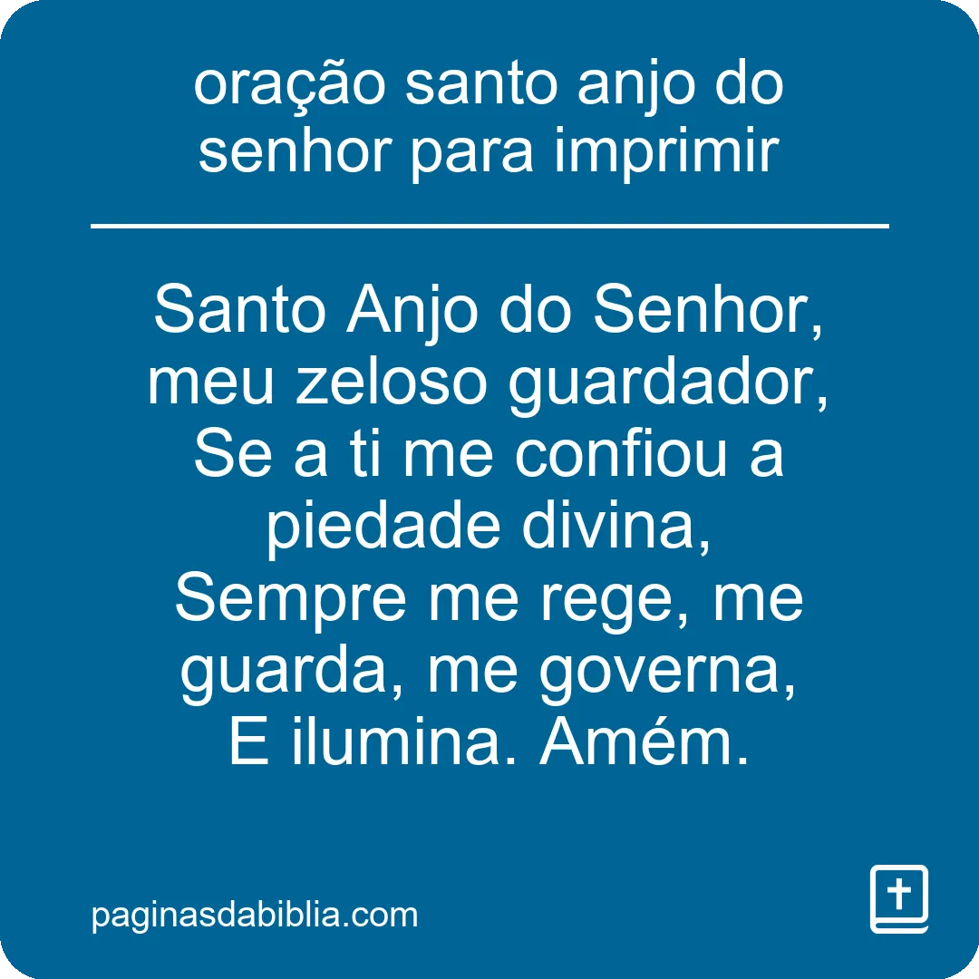 oração santo anjo do senhor para imprimir