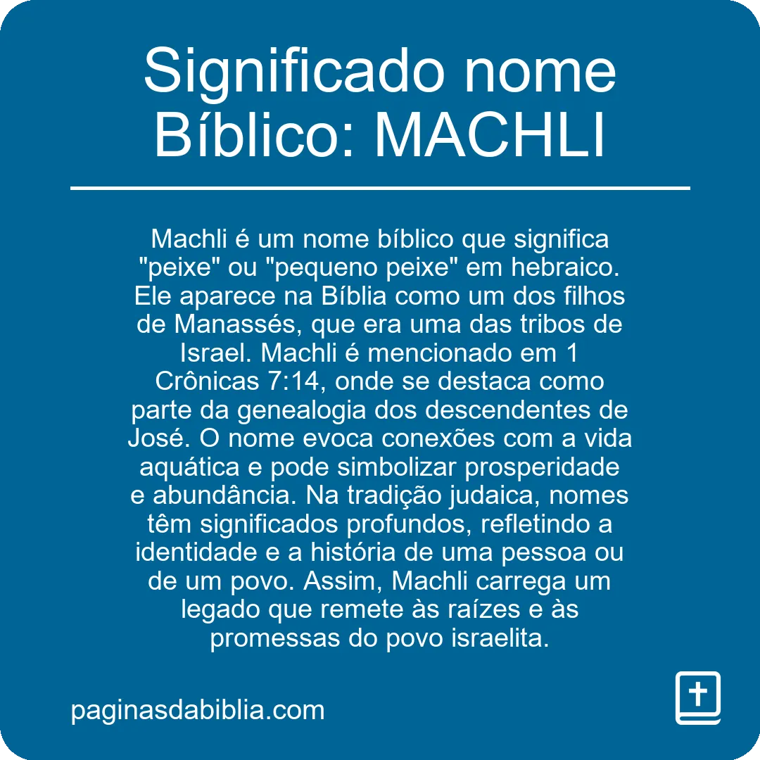 Significado nome Bíblico: MACHLI