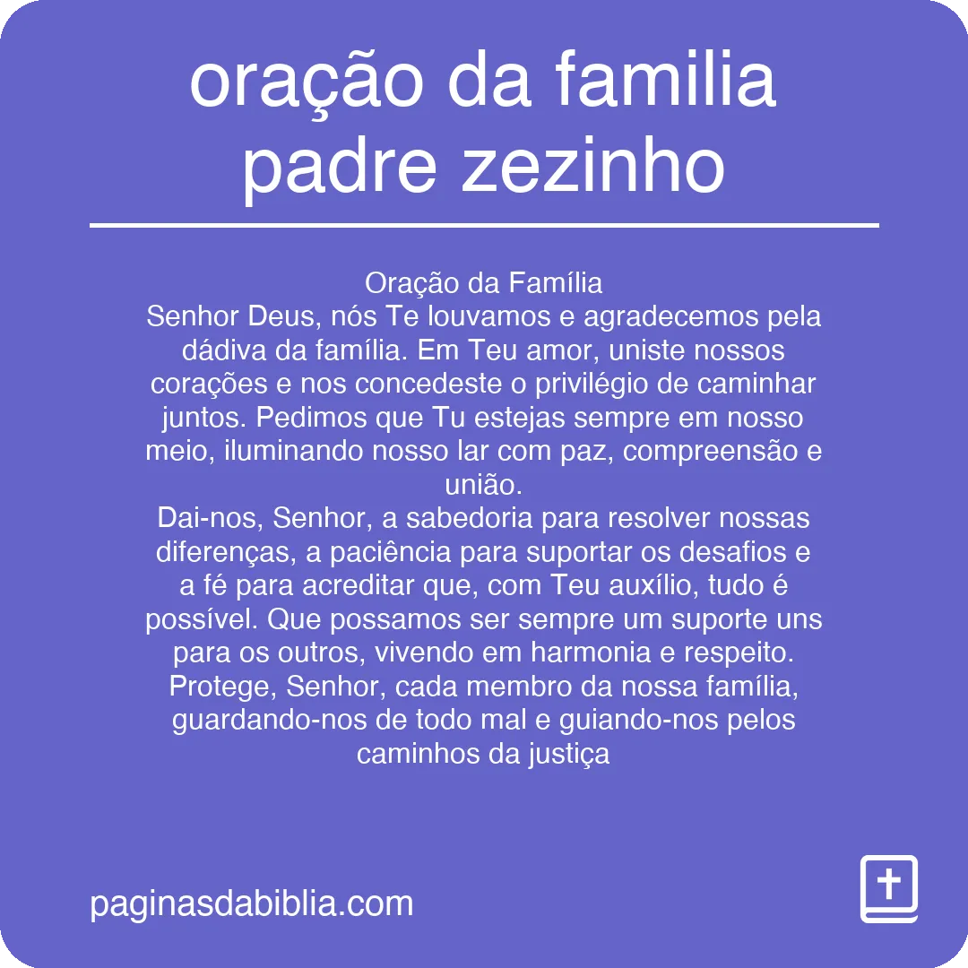 oração da familia padre zezinho