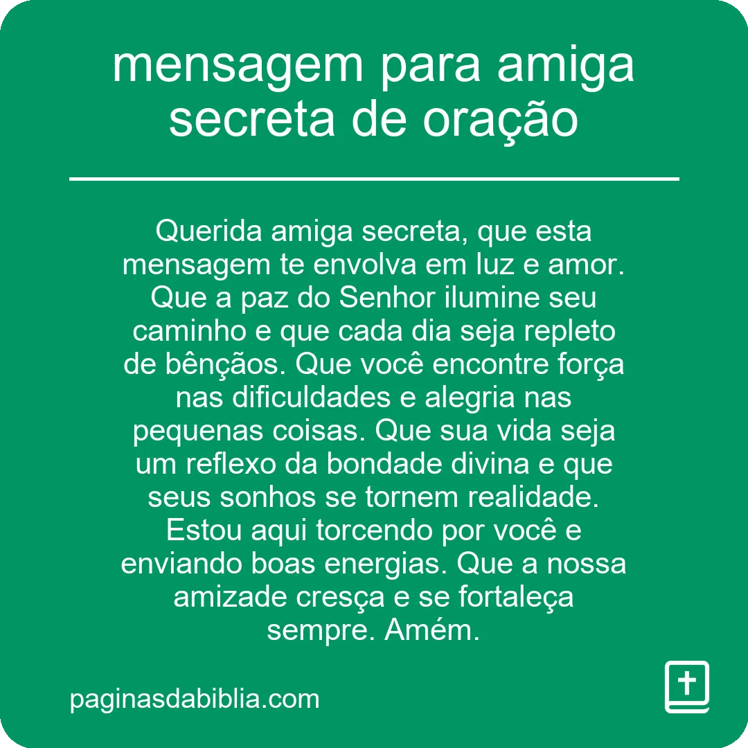 mensagem para amiga secreta de oração