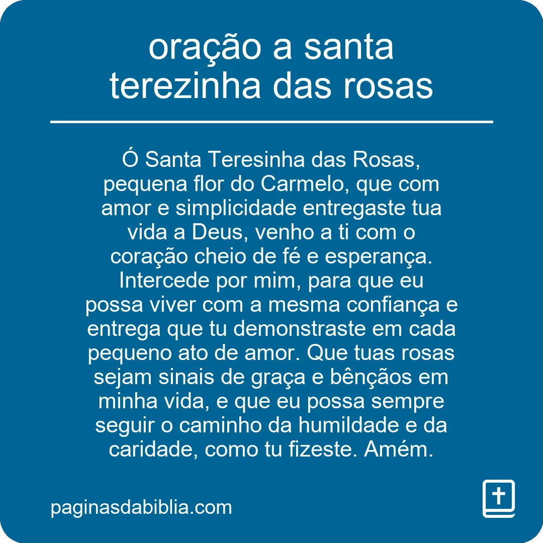 oração a santa terezinha das rosas