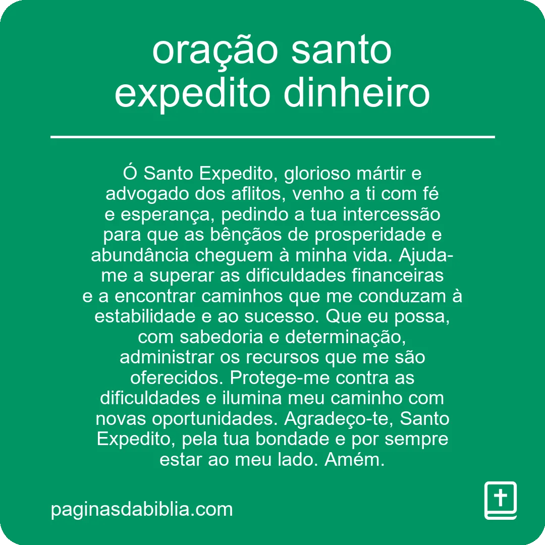 oração santo expedito dinheiro