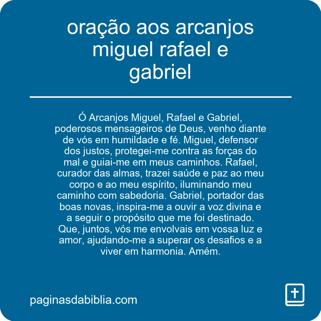 oração aos arcanjos miguel rafael e gabriel