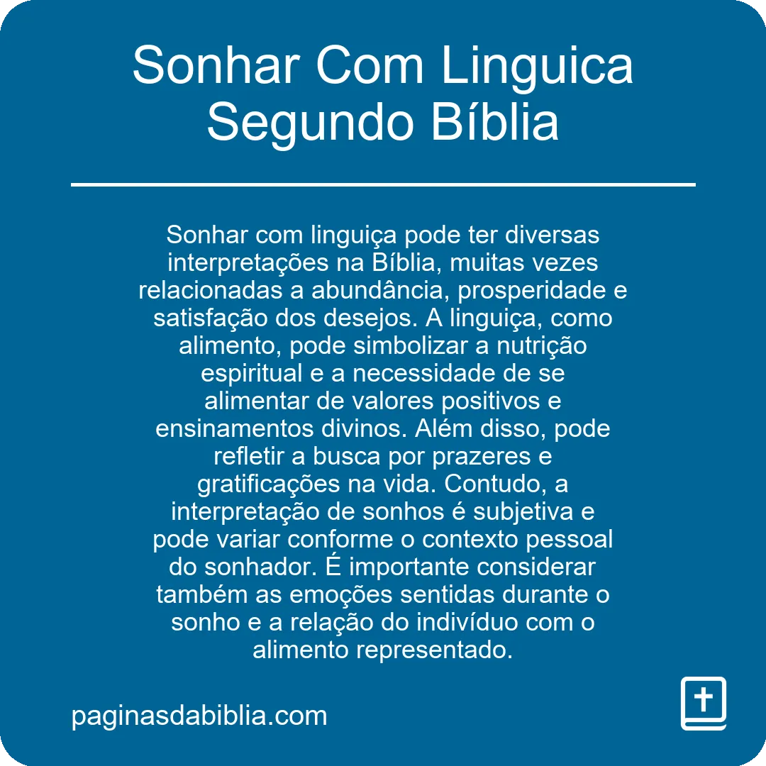 Sonhar Com Linguica Segundo Bíblia