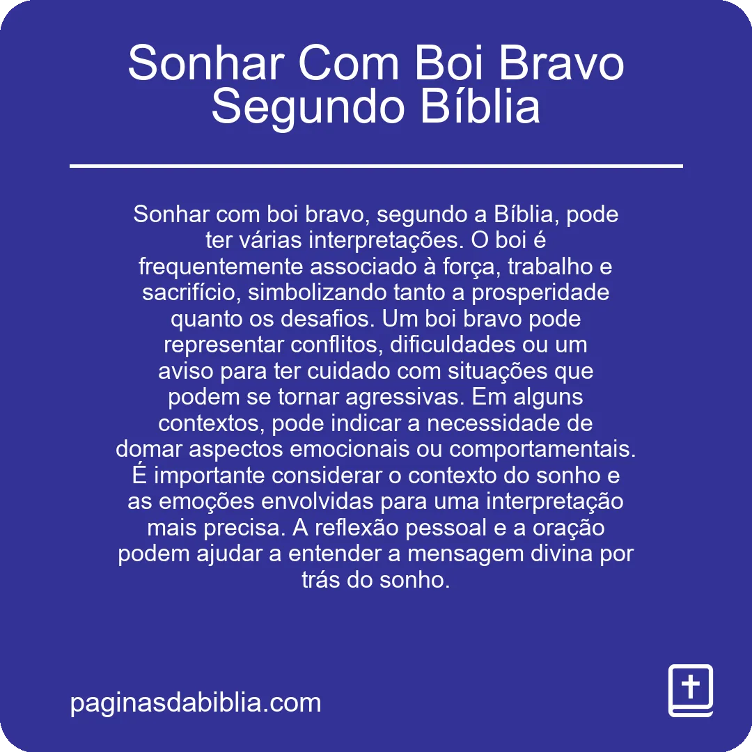 Sonhar Com Boi Bravo Segundo Bíblia