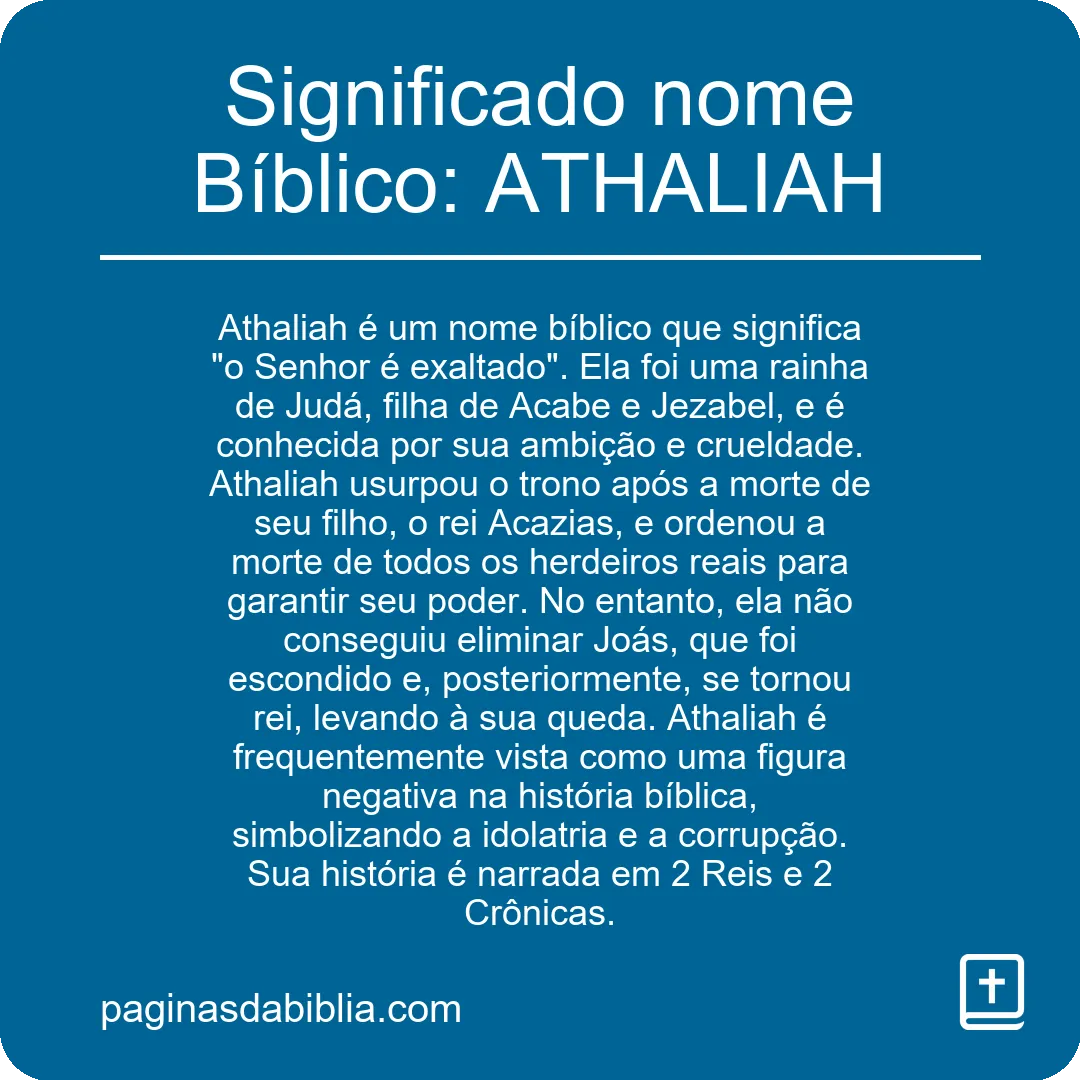 Significado nome Bíblico: ATHALIAH