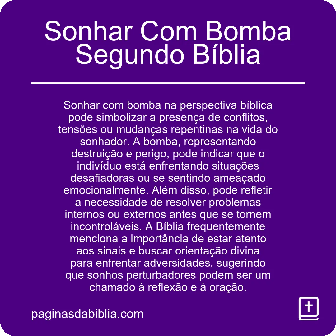 Sonhar Com Bomba Segundo Bíblia