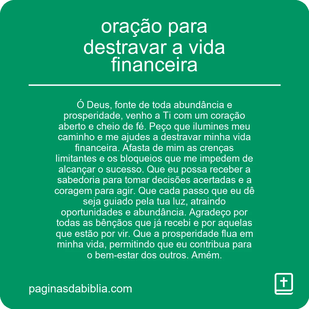 oração para destravar a vida financeira