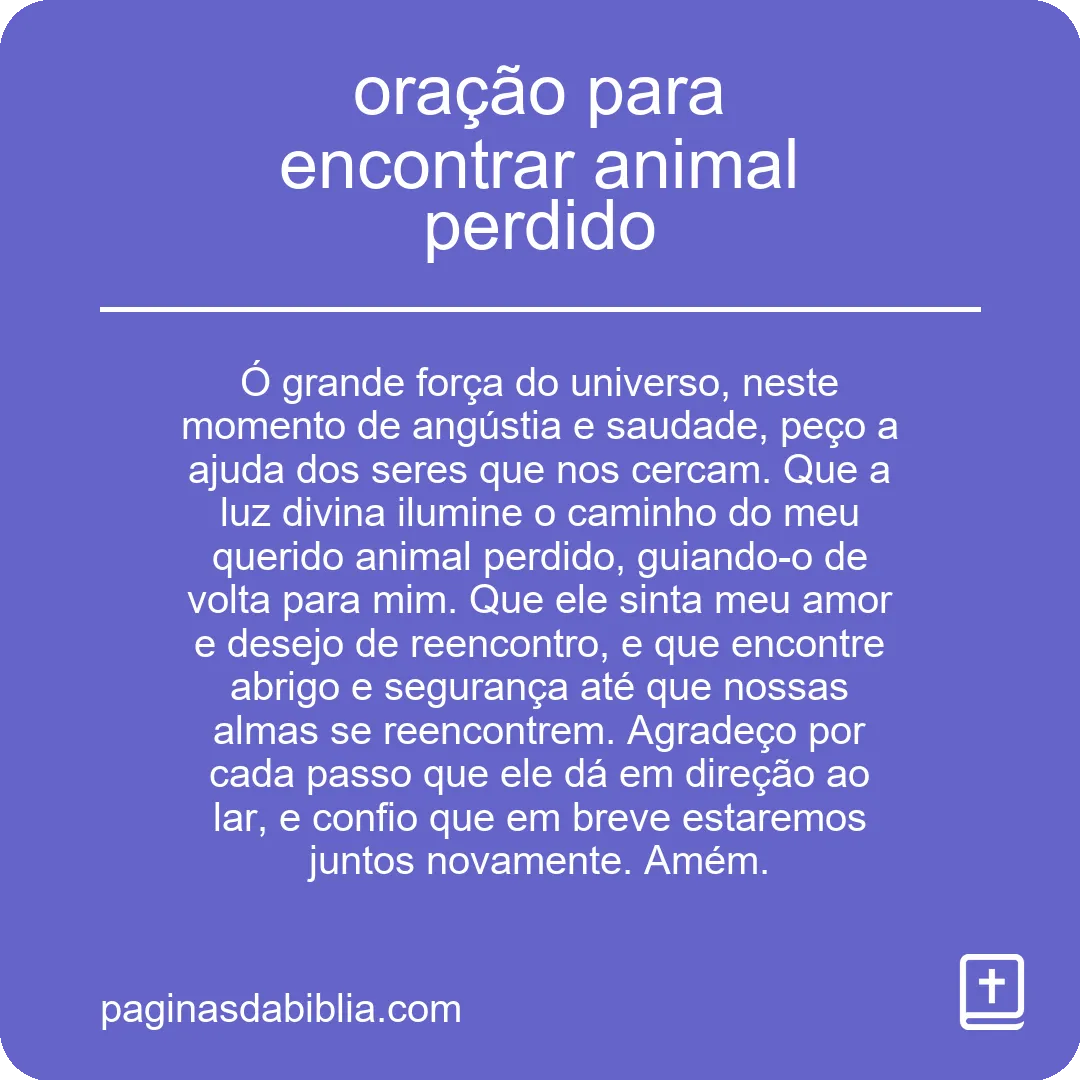 oração para encontrar animal perdido