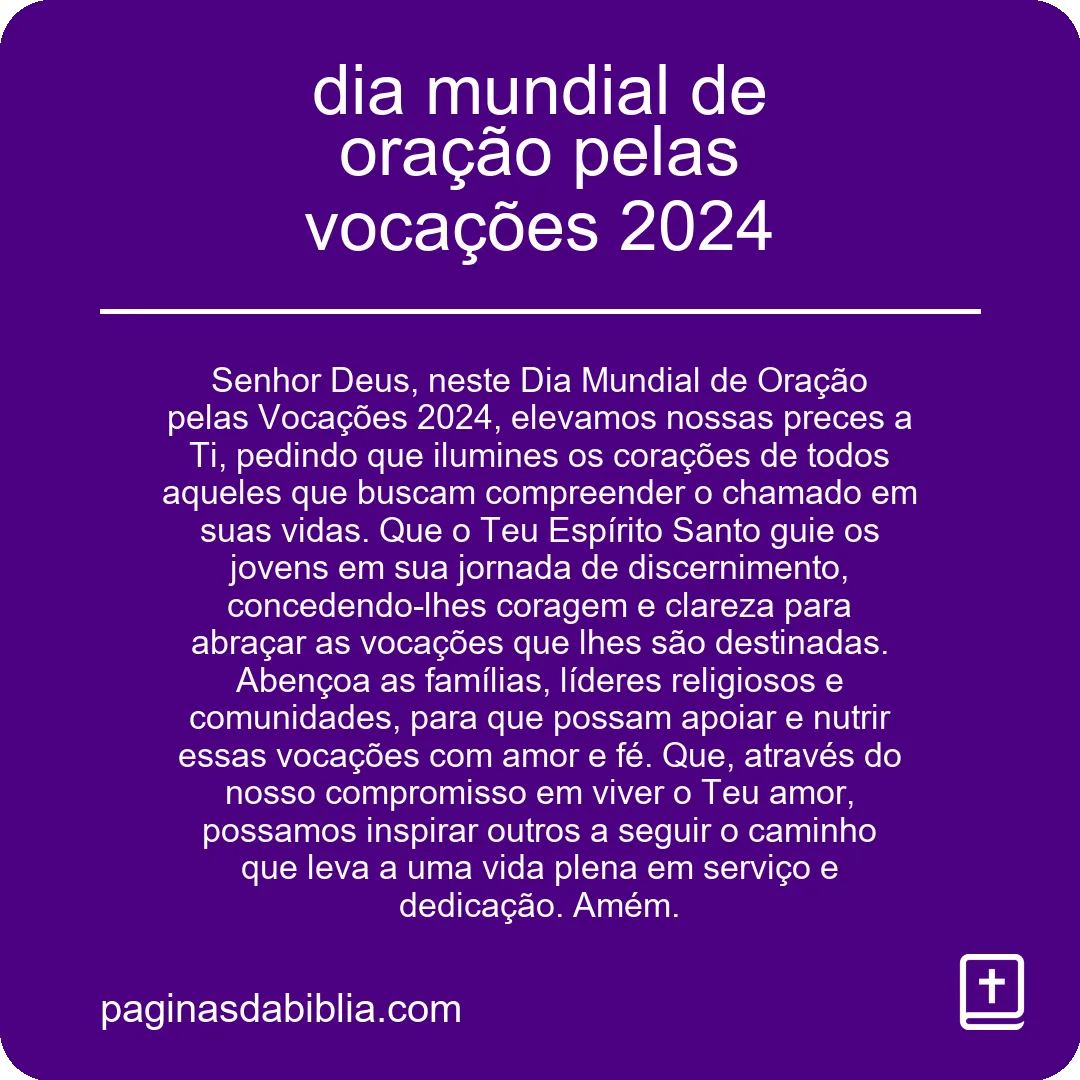 dia mundial de oração pelas vocações 2024