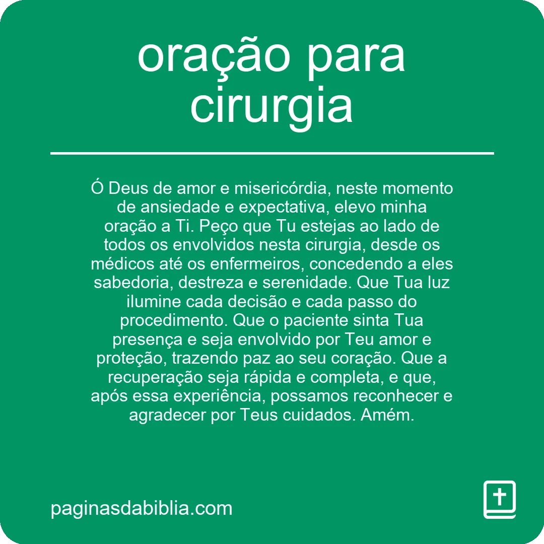 oração para cirurgia