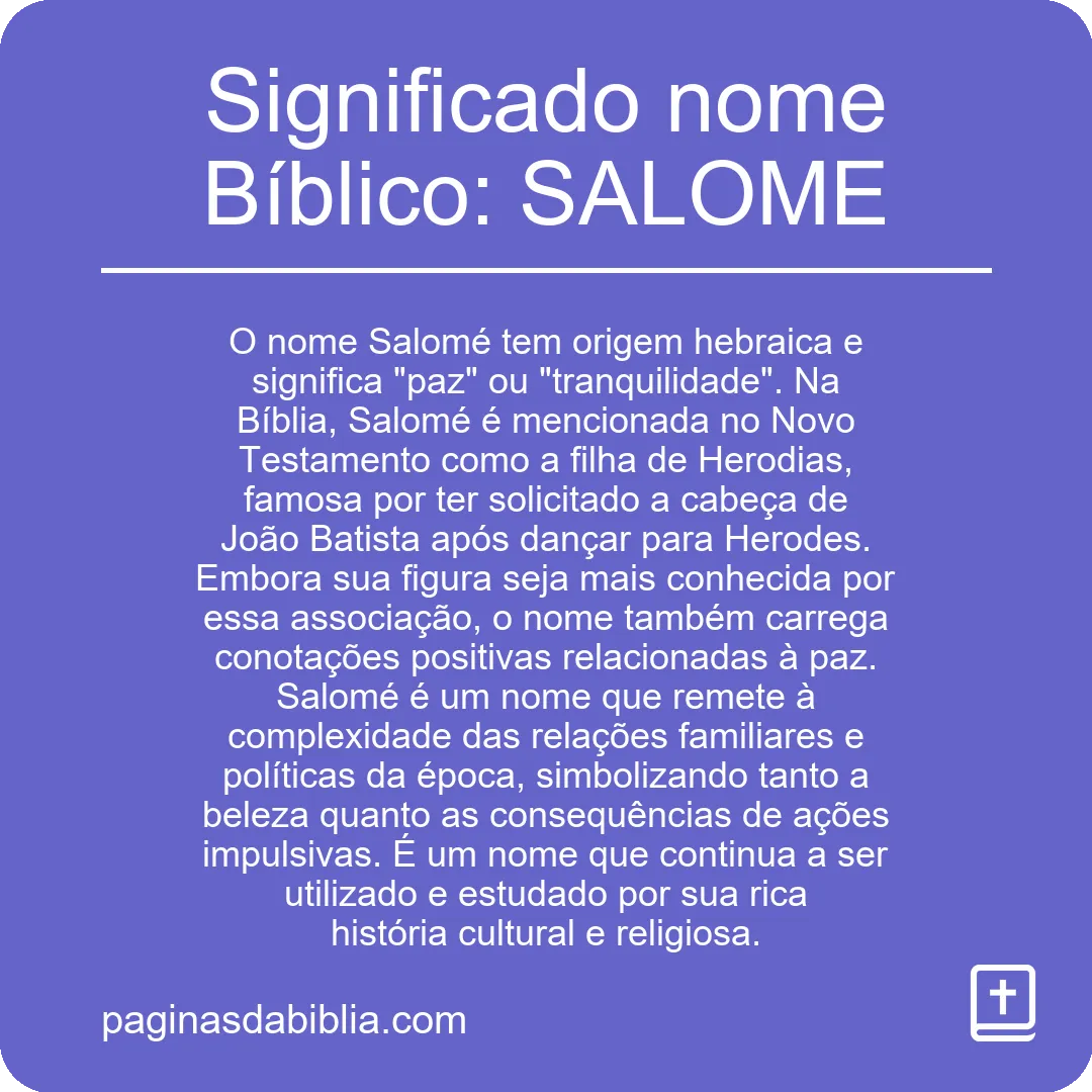 Significado nome Bíblico: SALOME