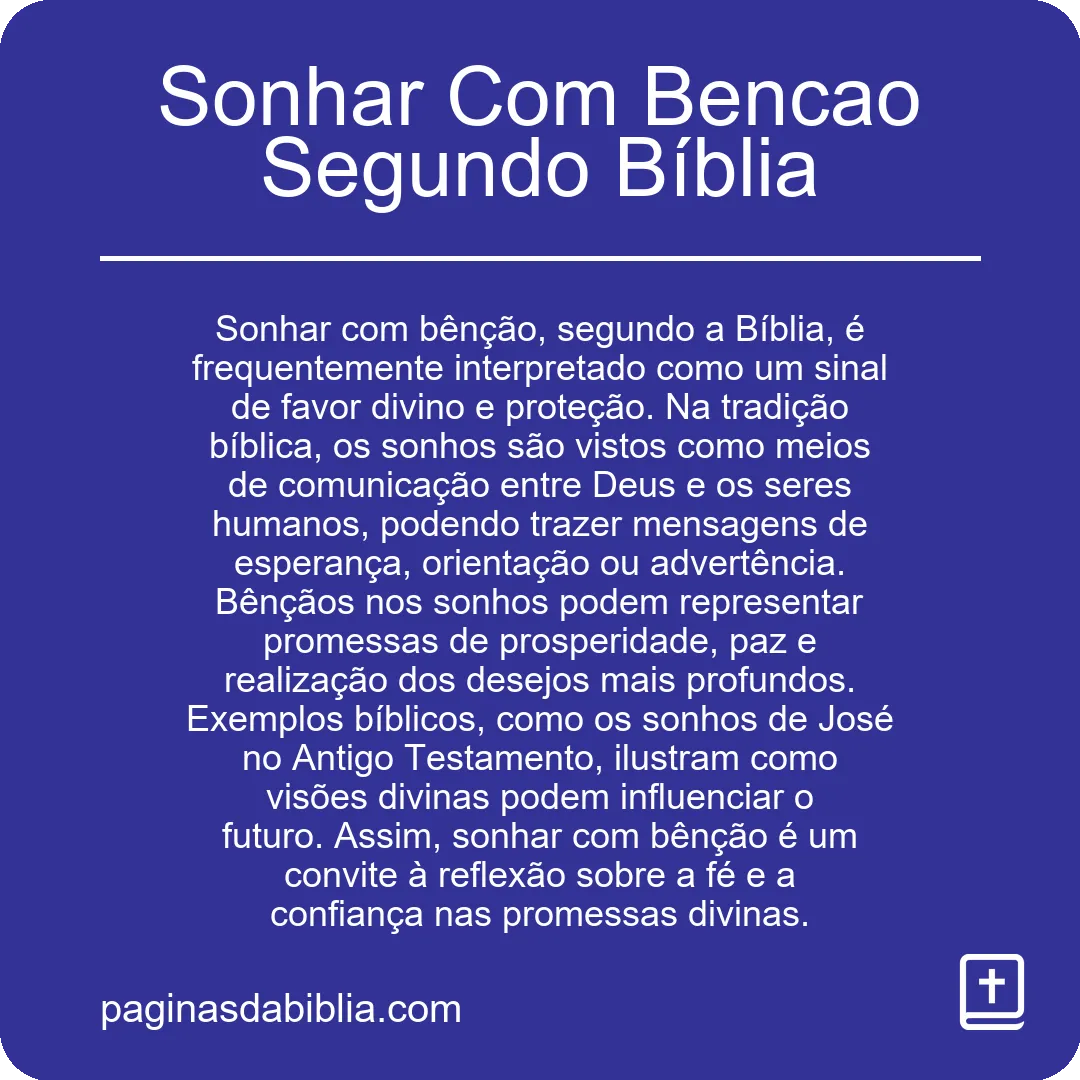 Sonhar Com Bencao Segundo Bíblia